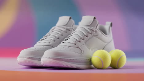 white sneakers and tennis balls