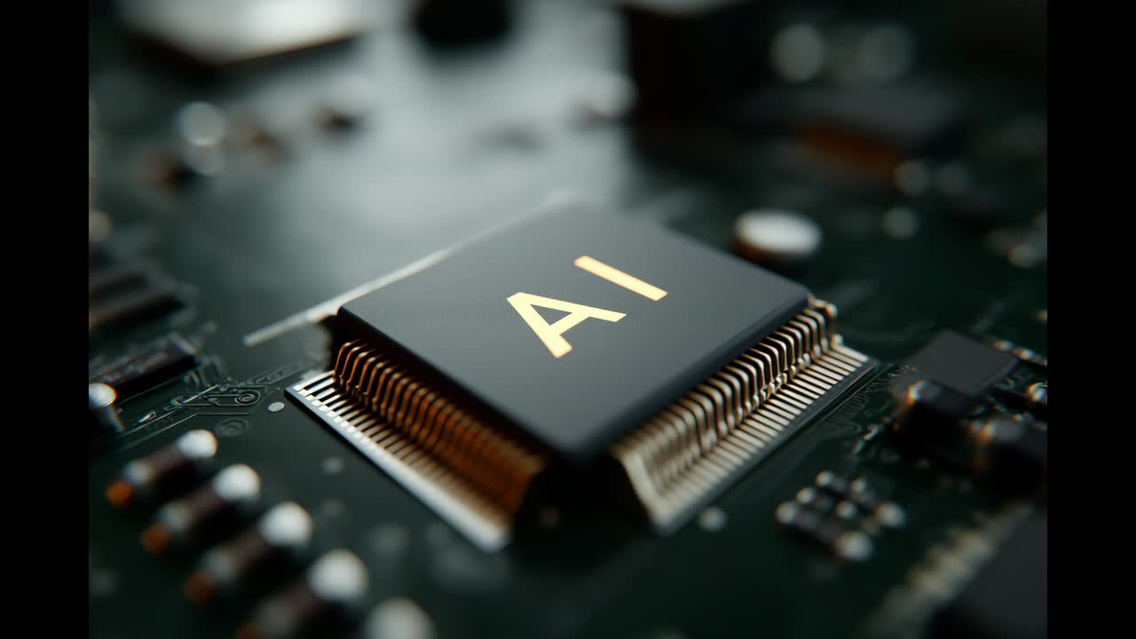 Close-up of AI Processor on a Green Circuit Board