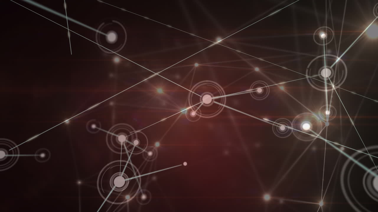 animación de la red de conexiones con iconos en fondo negro