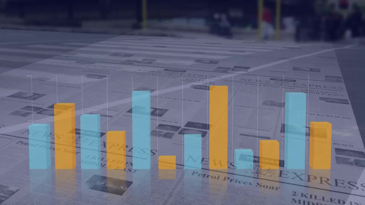 Animated Bar Graph Overlaid on Blurred City Street Scene