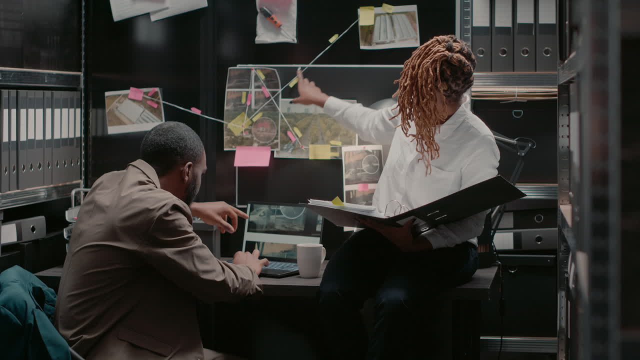 Police detectives working in the office