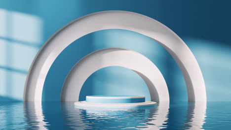 habitación vacía con superficie de agua, renderización en 3d.
