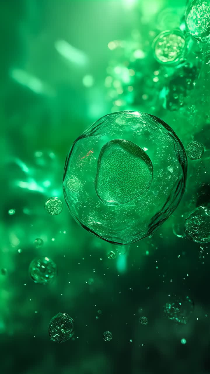 Vibrant Green Microscopic Cells