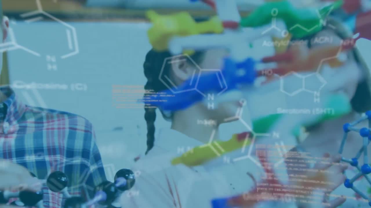 animación del procesamiento de datos sobre escolares caucásicos en el laboratorio