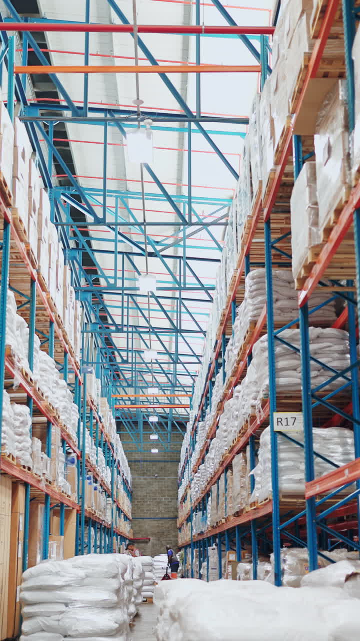 Warehouse Interior with Shelves and Stored Goods