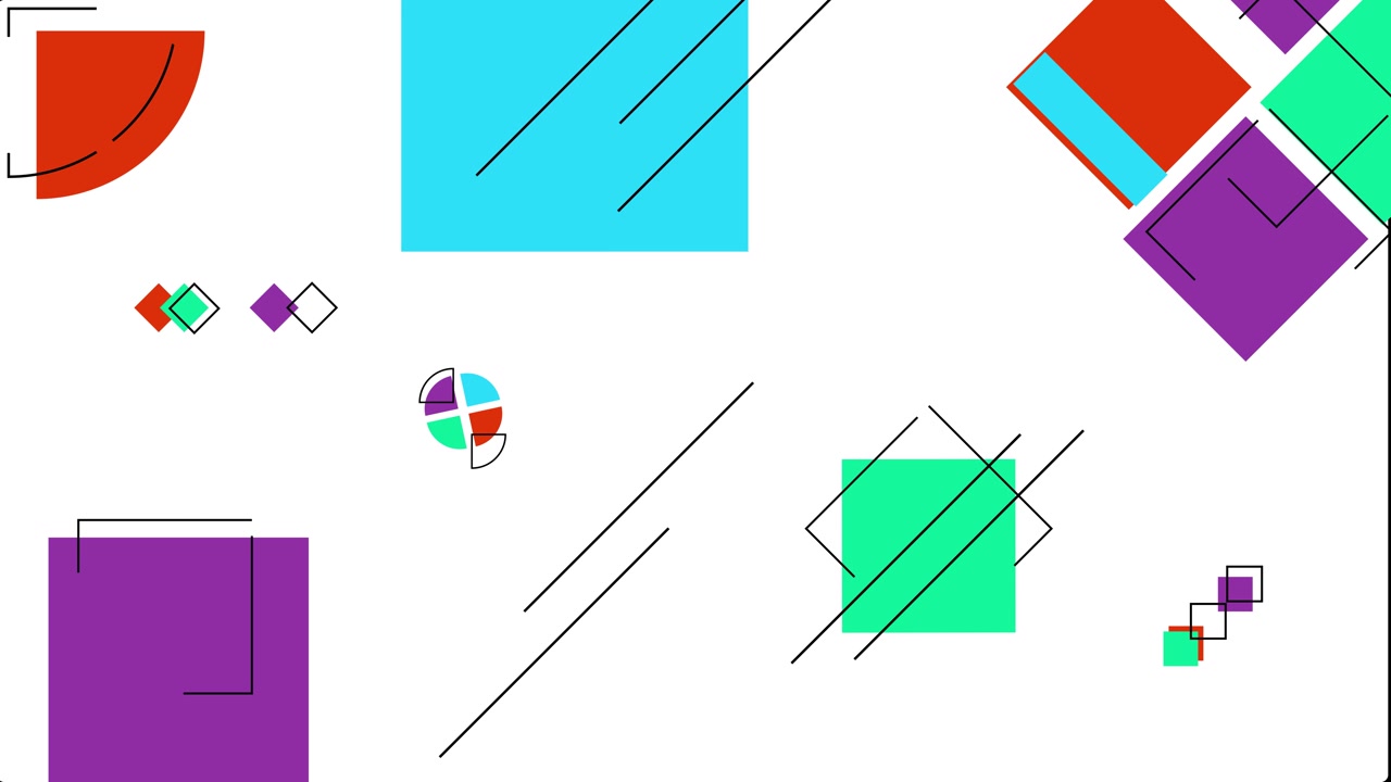 Modern Abstract Geometric Shapes Moving on White Background