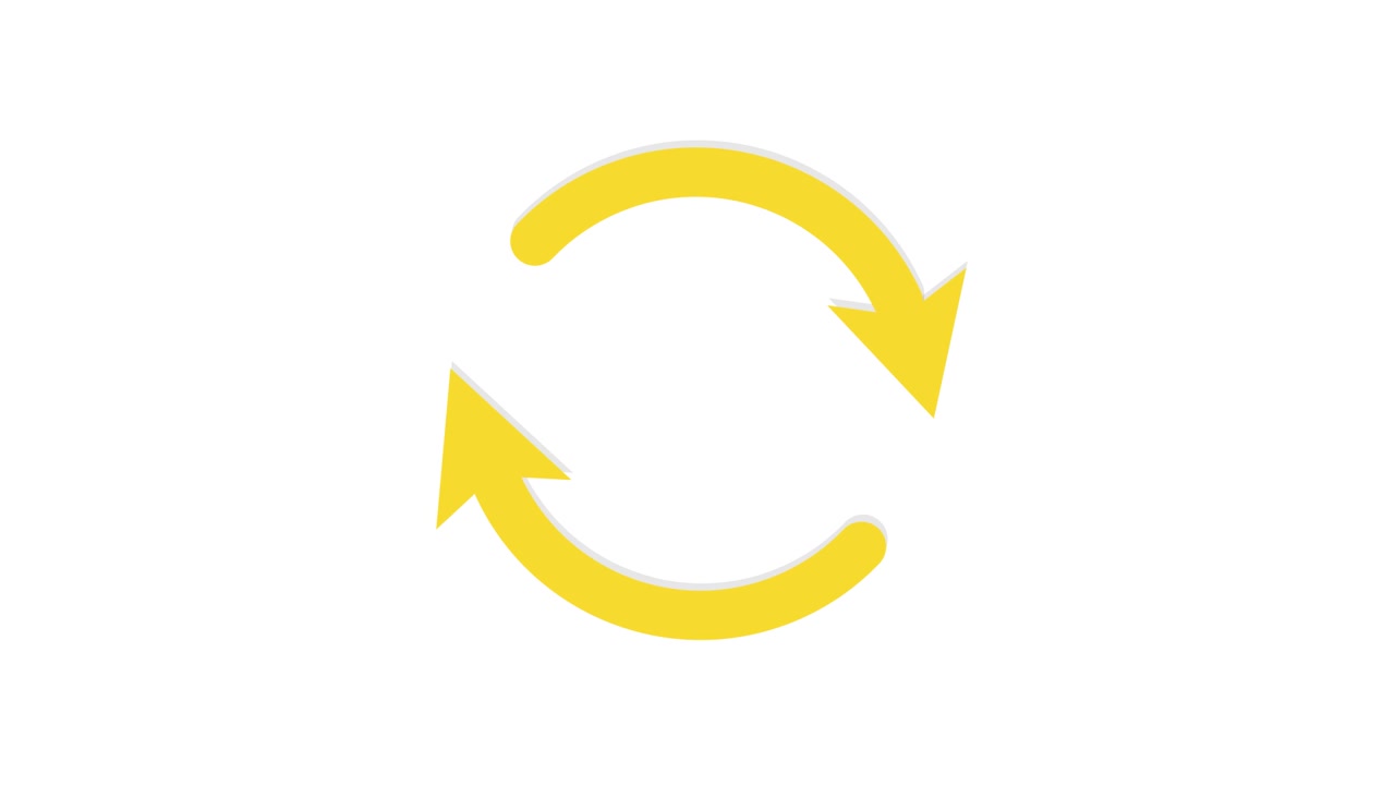 Animated Yellow Refresh Arrows Icon on White Background