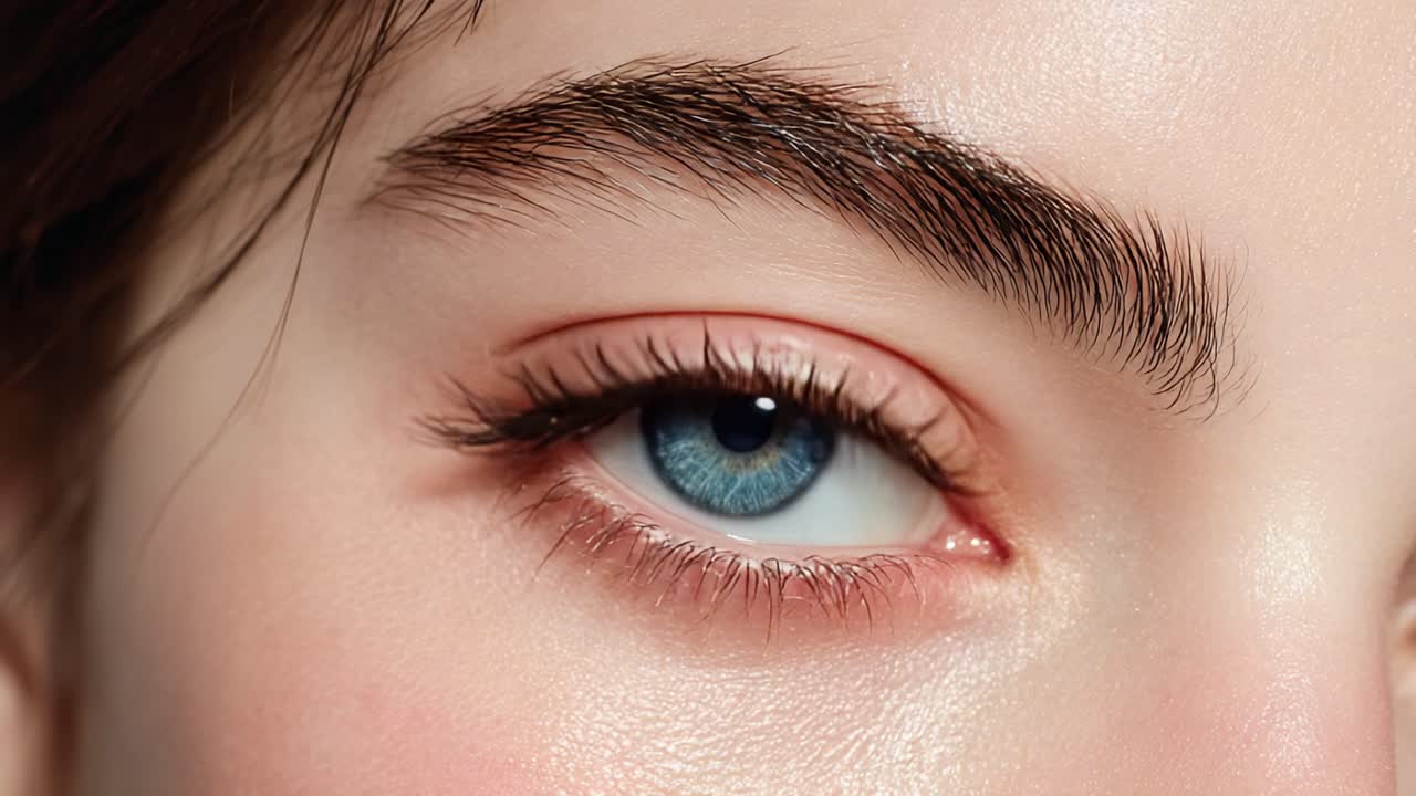 A Close-Up Analysis of a Striking Blue Eye with Defined Features and Expressive Gaze Capturing Natural Beauty and Intriguing Detail in the Subject's Facial Composition
