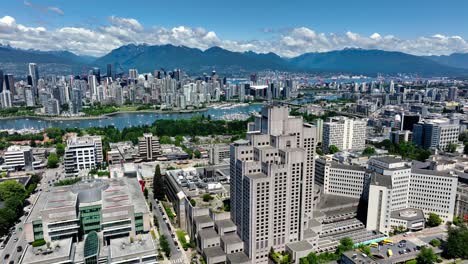 Vista-Aérea-Del-Pabellón-Jim-Pattison-Y-El-Hospital-General-De-Vancouver-Durante-El-Día