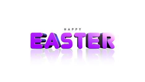 cartoon happy easter text on white gradient