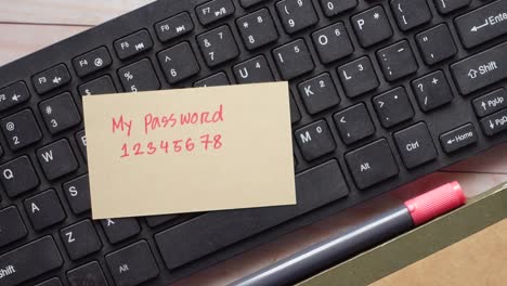 writing password on a sticky note ,