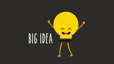 happy lightbulb and big idea illustration