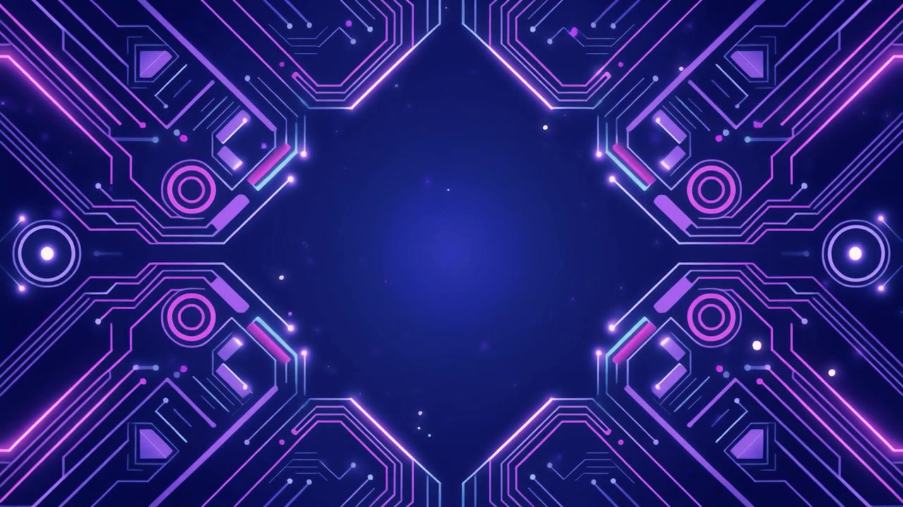 Abstract Digital Circuit Board with Glowing Lines and Particles
