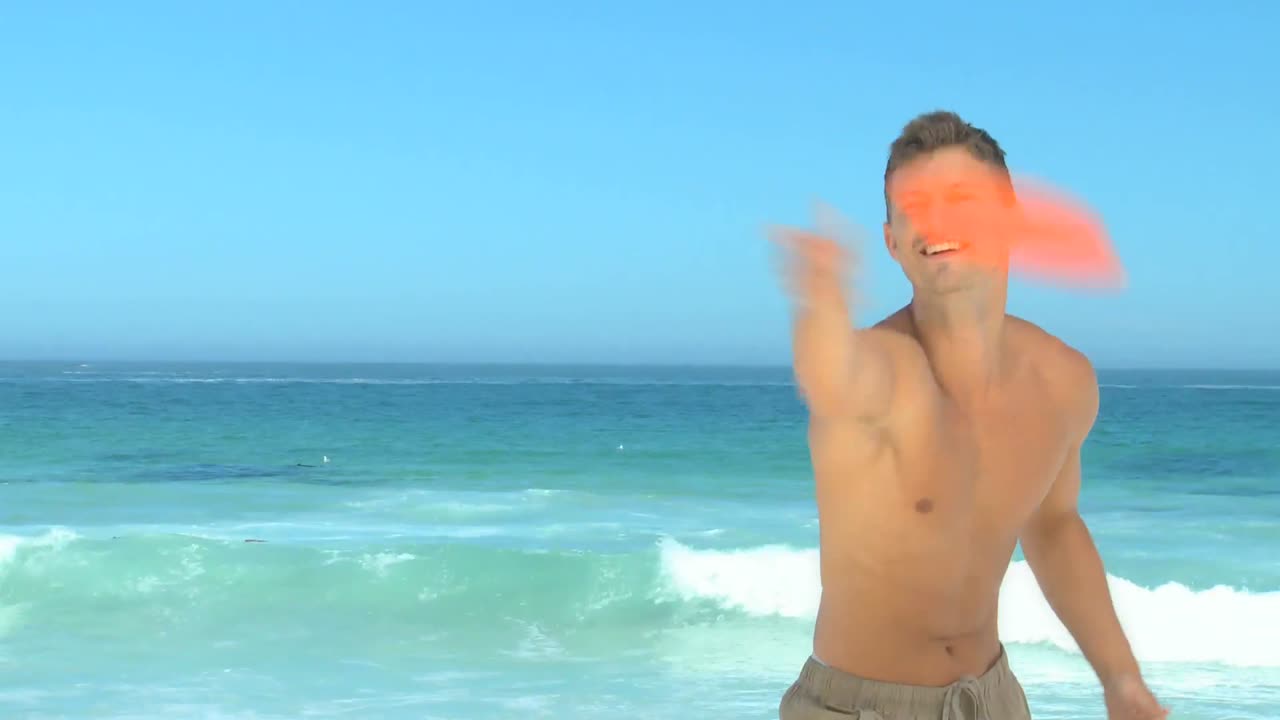 프리스비를 하는 잘생긴 남자