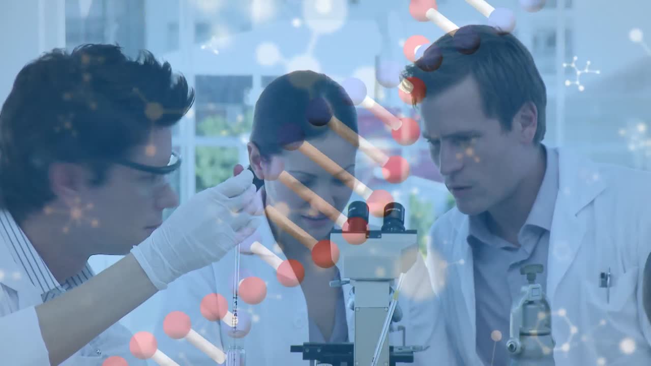 미소 짓는 백인 dna를 통해 분자의 애니메이션