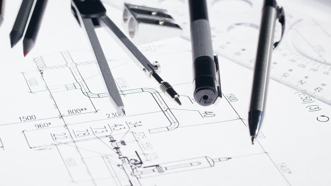 Architectural Blueprint with Drawing Tools