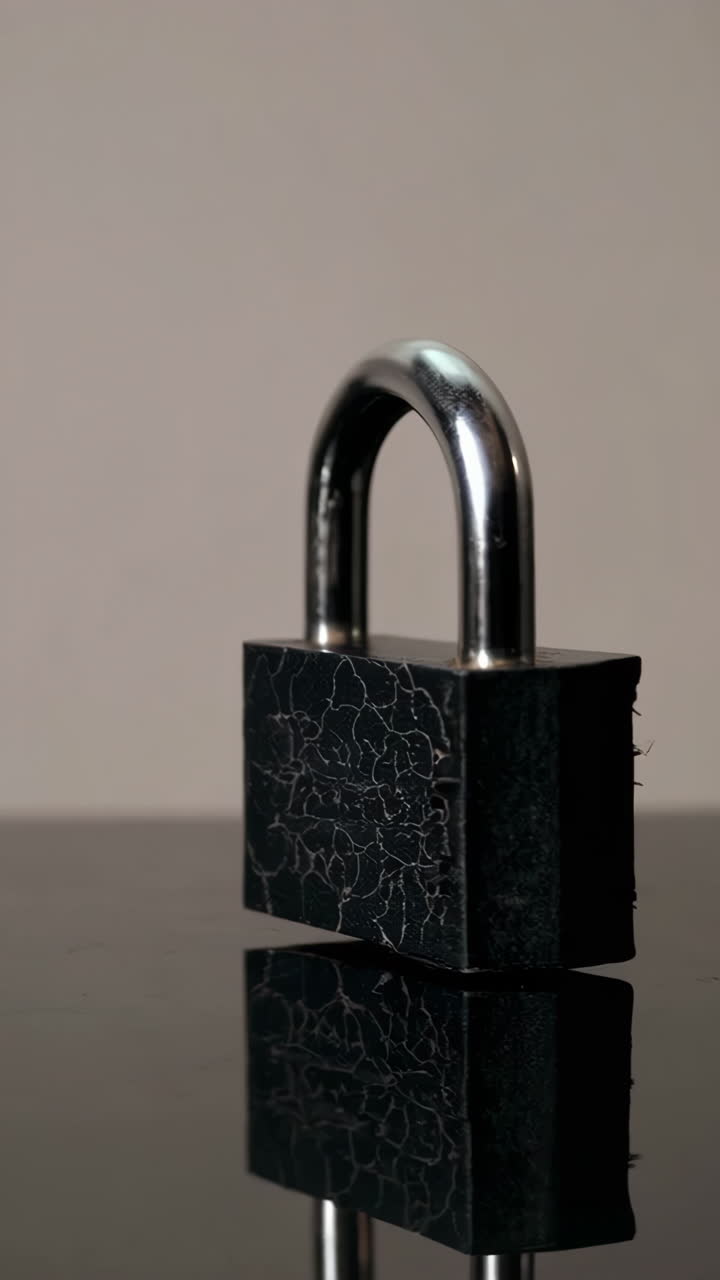 Close up of a black padlock