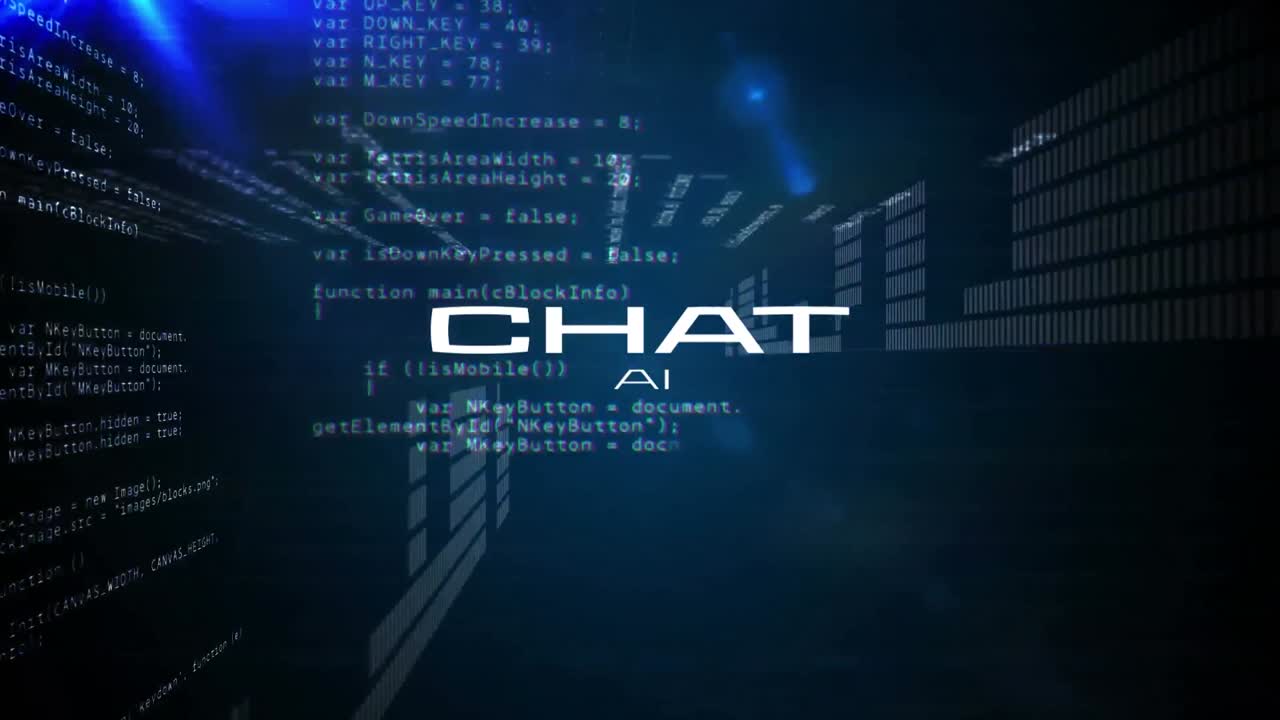 Animation of artificial intelligence chat text and data processing