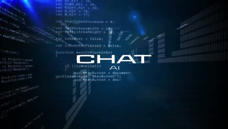 animation of artificial intelligence chat text and data processing