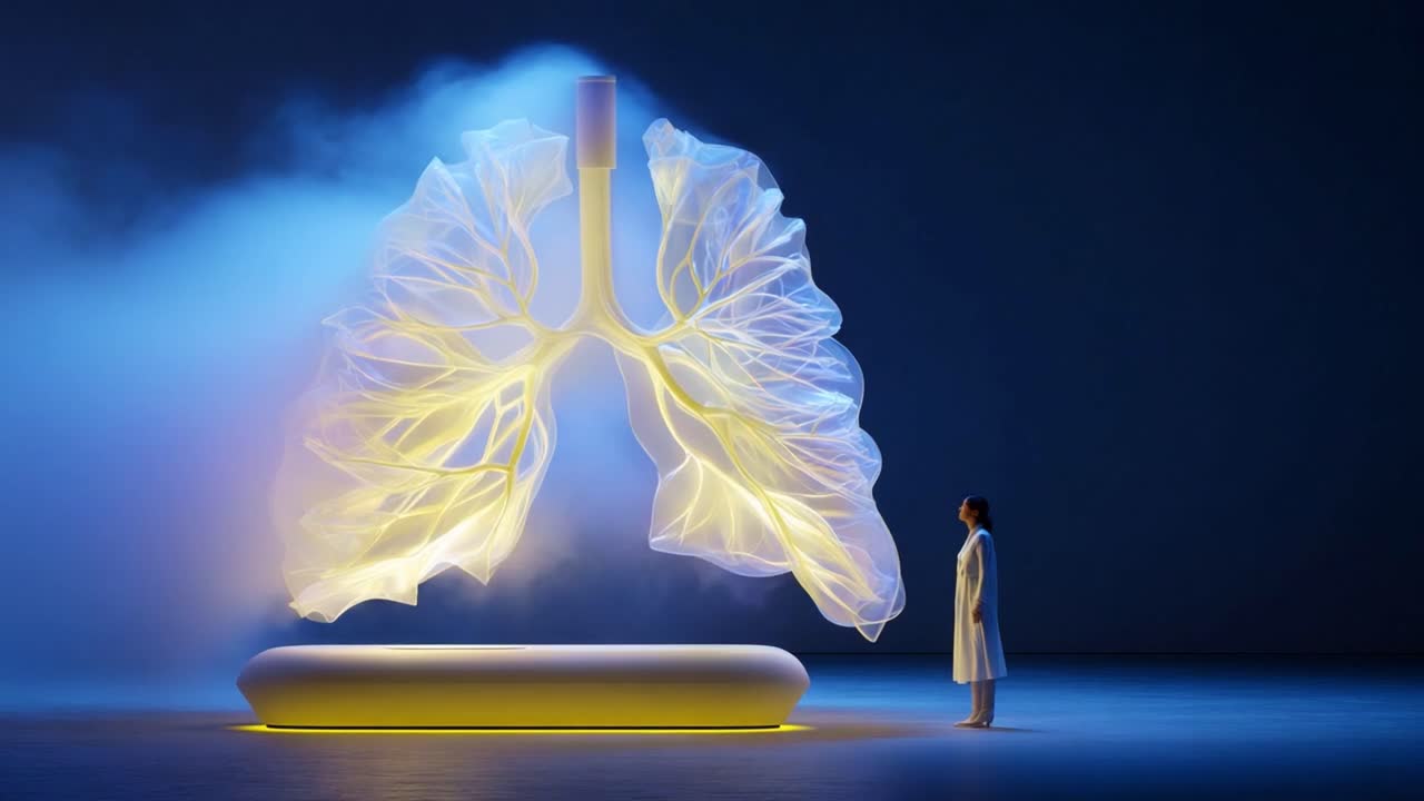 A Glimpse into the Future of Healthcare: An Innovative Representation of Lungs as an Art Installation, Combining Technology and Medicine, Captivating Viewers with Stunning Visuals and Meaningful Symbolism