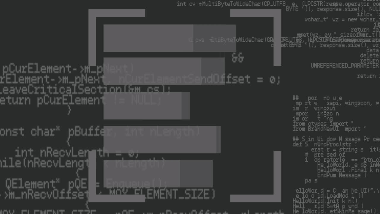 Animation of data processing over black background