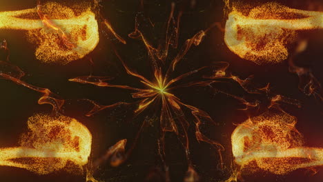 animación de senderos de luz y llamas brillantes de color naranja en fondo oscuro