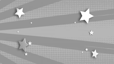 Animation-of-white-stars-over-spinning-grey-background