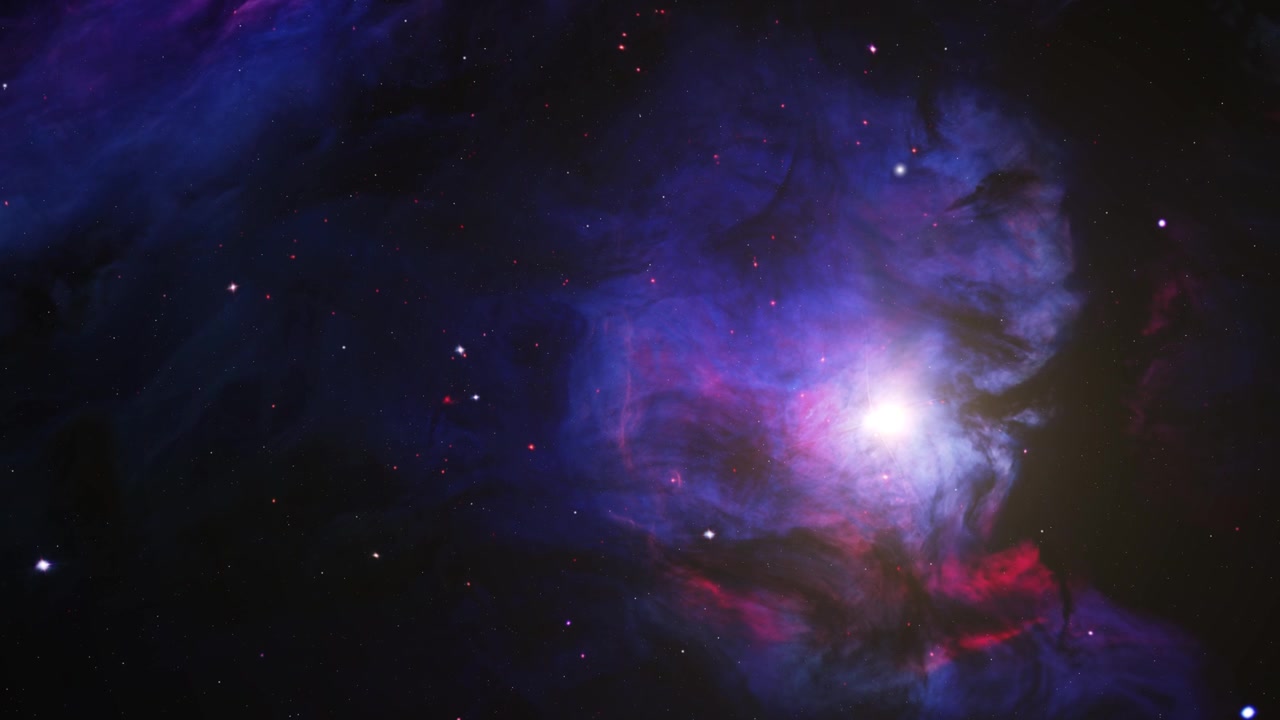 Nebulosa del espacio profundo con cúmulos estelares radiantes