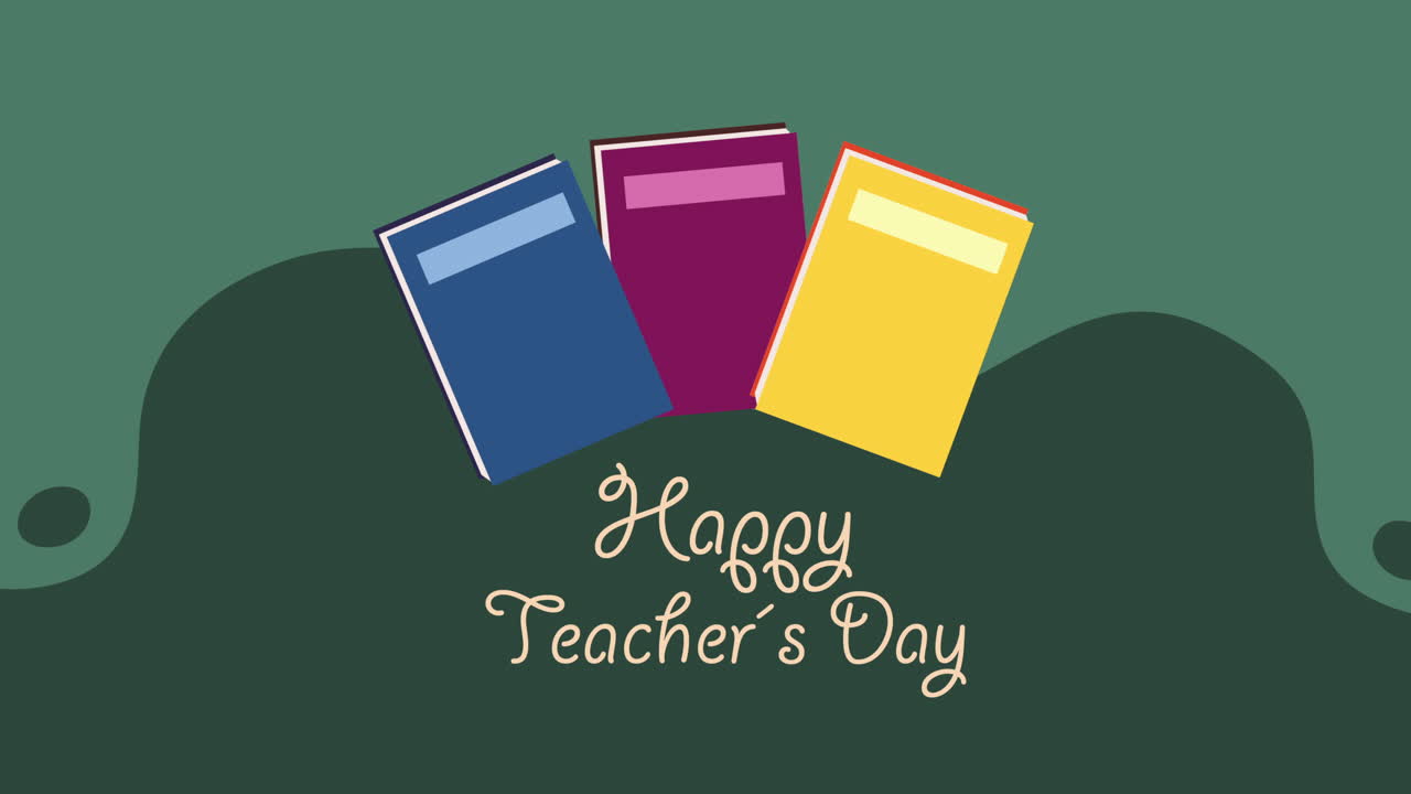 happy teachers day lettering with books