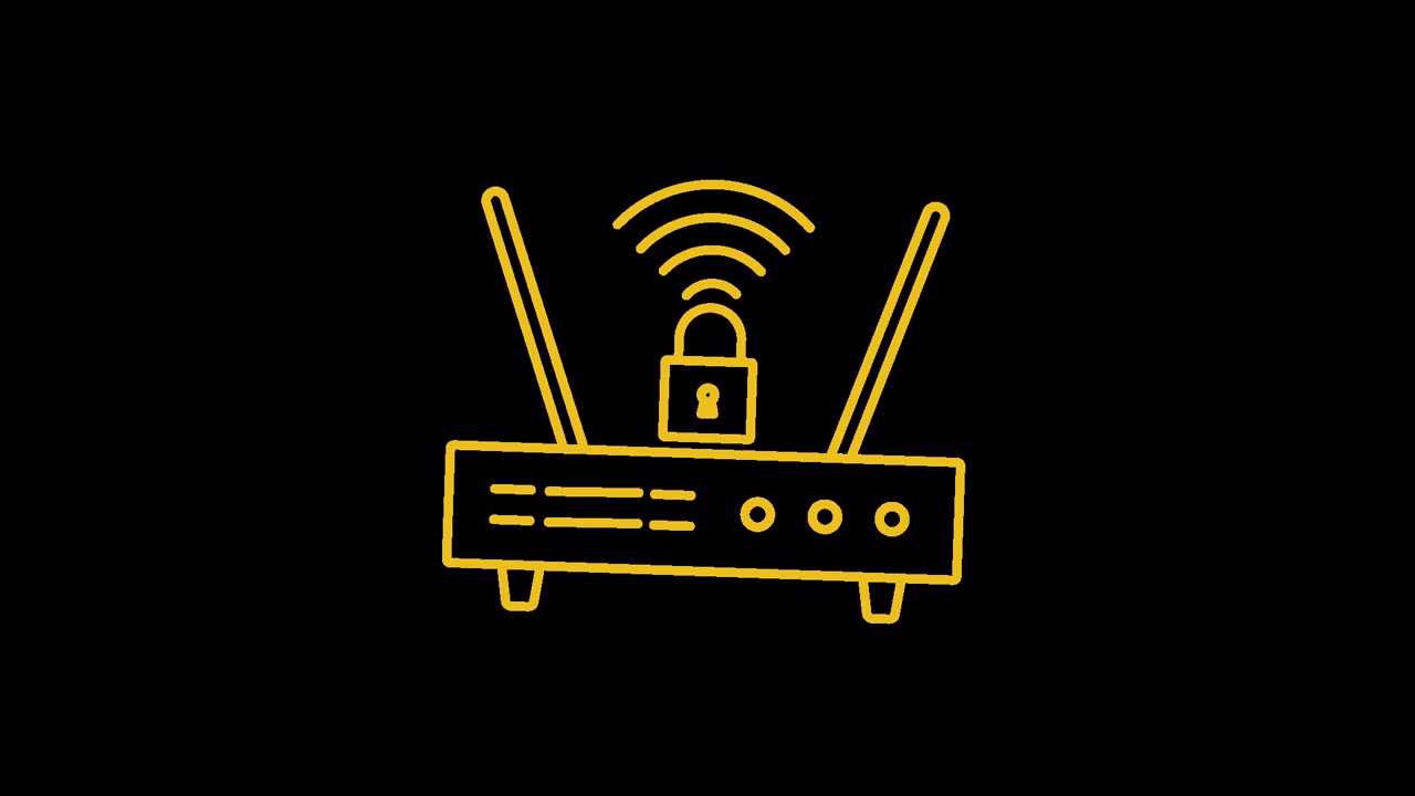 Icona Animata di Router Wi-Fi Sicuro con Onde di Segnale