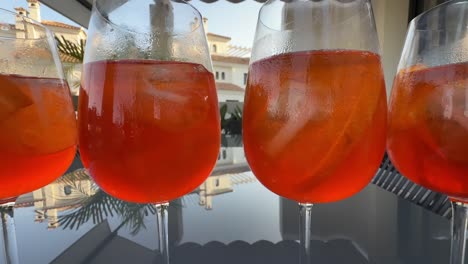 aperol spritz cocktails on a patio
