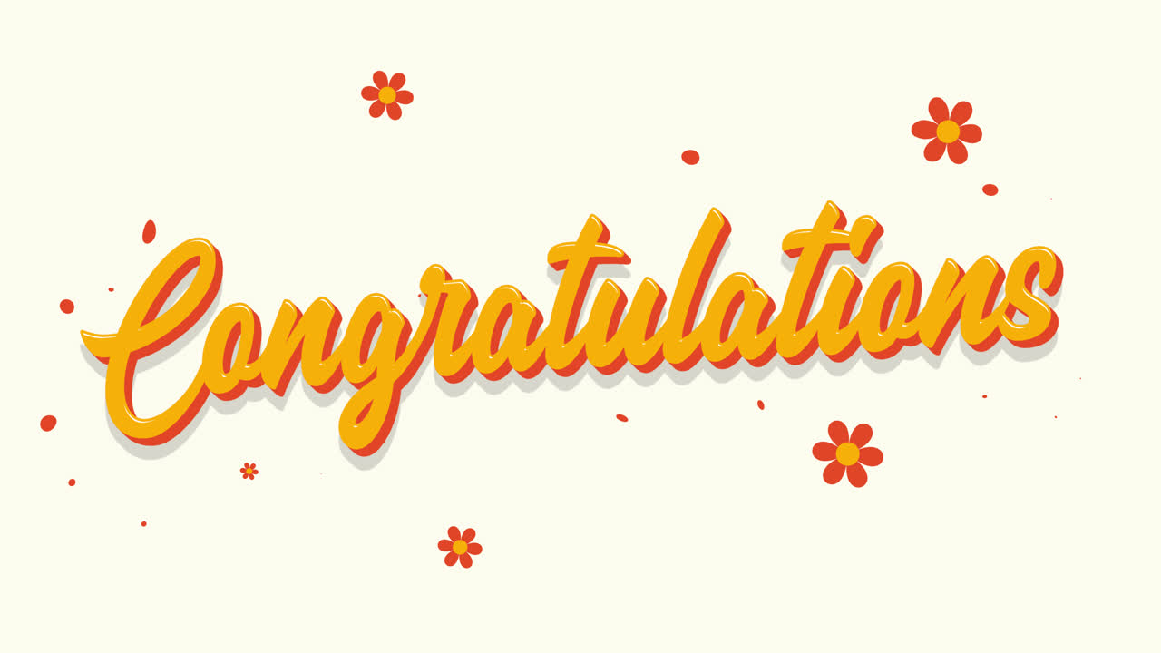 Retro Congratulations Greeting Card Design with Flowers
