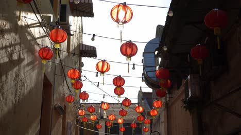 red lantern decorated at town