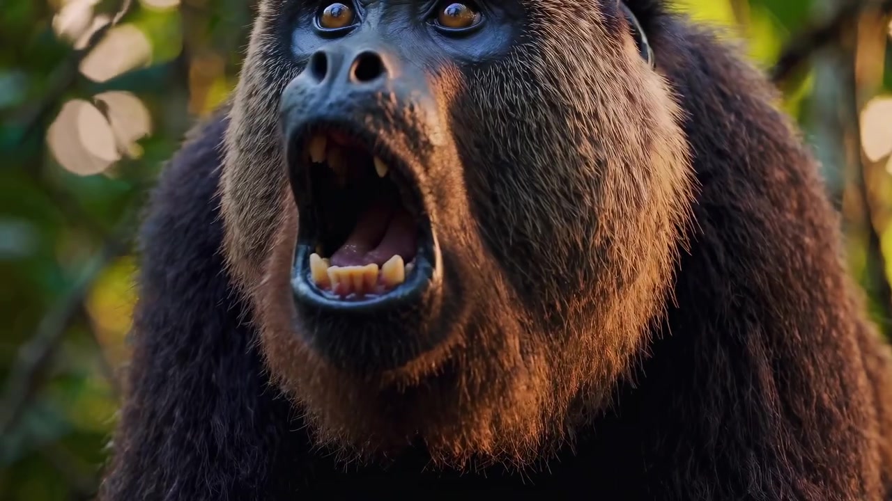 Close-up of a Howler Monkey Howling in the Jungle