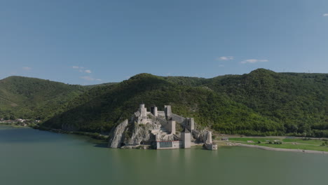 4k serbia golubac fortress slow push in as cloud shadows pass over