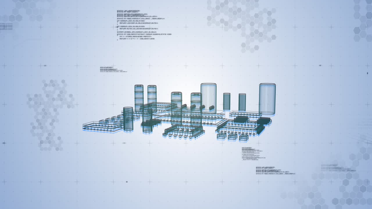 animación de elementos digitales compuestos en movimiento y procesamiento de datos