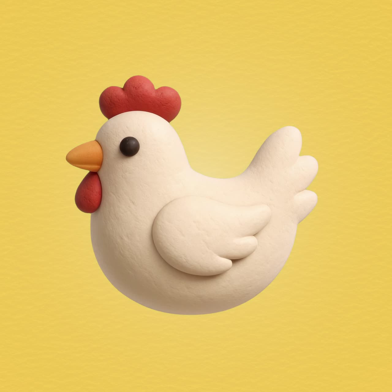 Cute clay chicken figurine animation isolated asset, transparent 4K video, alpha channel, ProRes