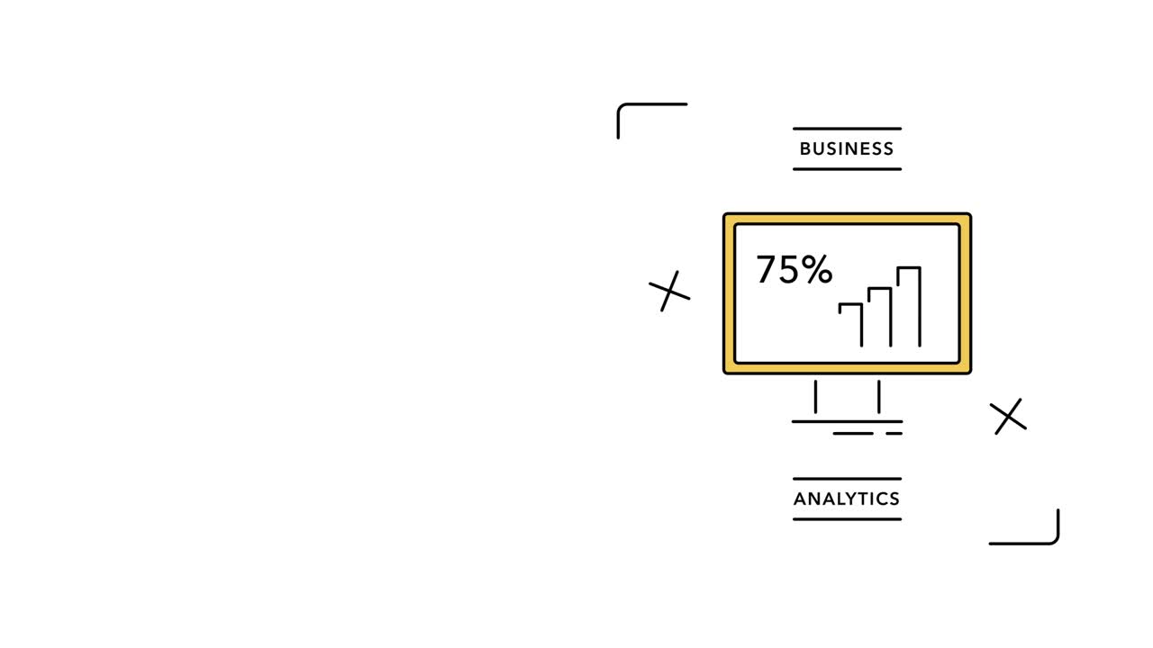 4k video of business analytics icon on white background.
