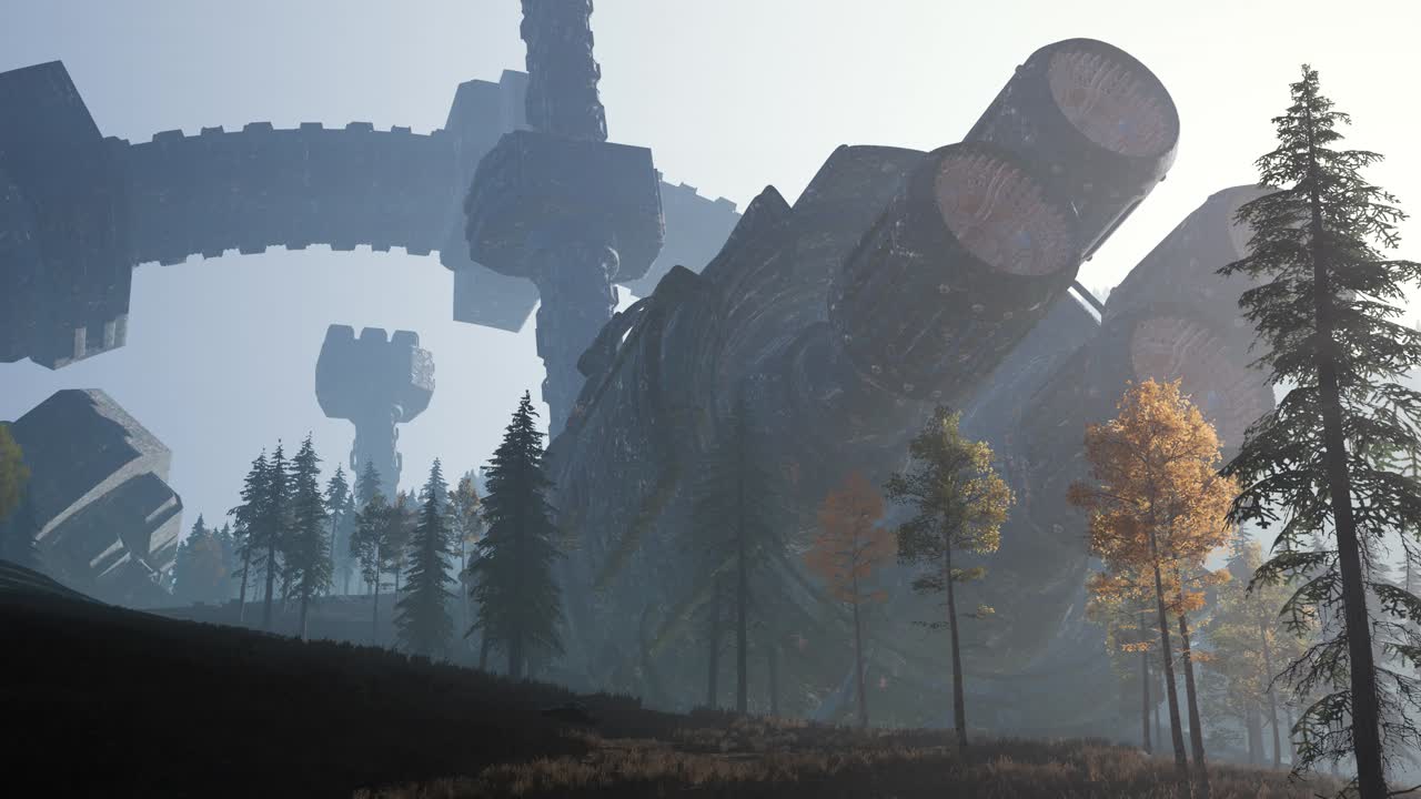 ufo가 숲에 추락했습니다.