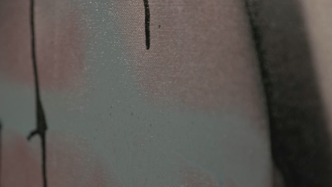 Close Up View Of Abstract Oil Painting On Canvas. - close up shot