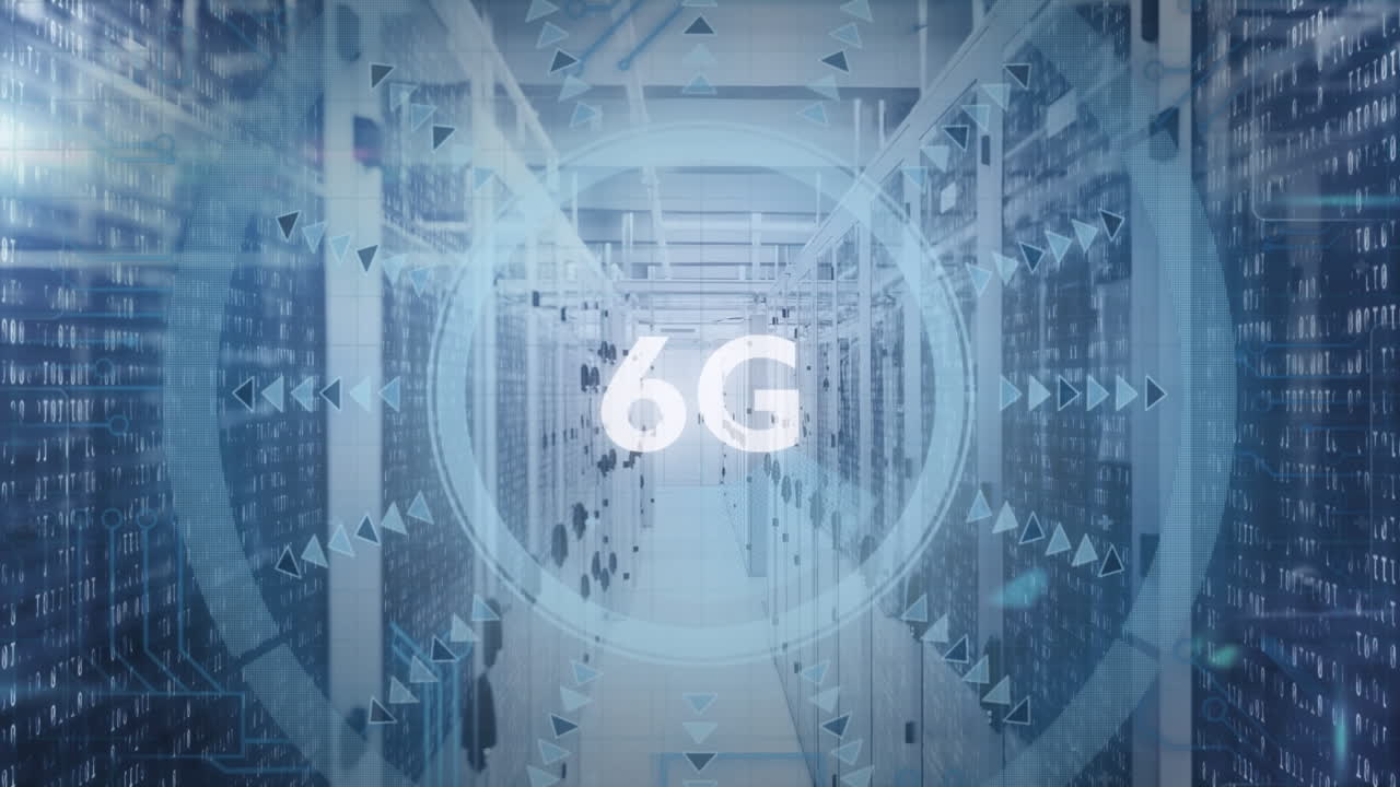 animazione della scansione dello scope con 6g e elaborazione dei dati sulla sala server