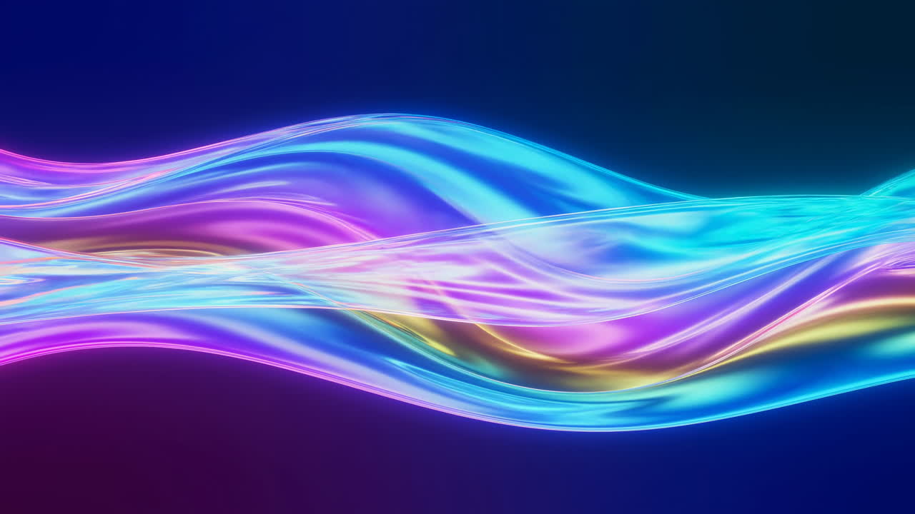 Smooth Flowing Iridescent Neon Light Waves