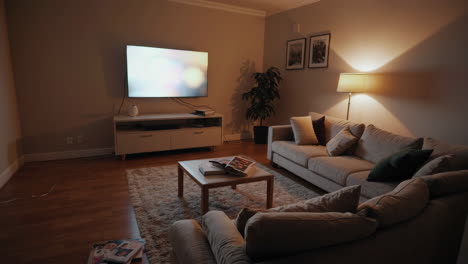cozy living room at night