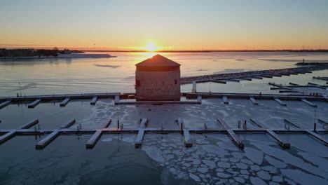 Aerial-of-a-Love-sign-dolly-into-a-sunrise