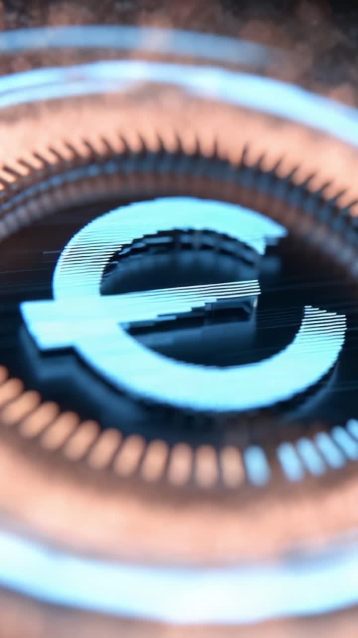 A Close-Up Exploration of a Digital Euro Symbol, Showcasing High-Tech Design and Intricate Patterns in a Futuristic Financial Context