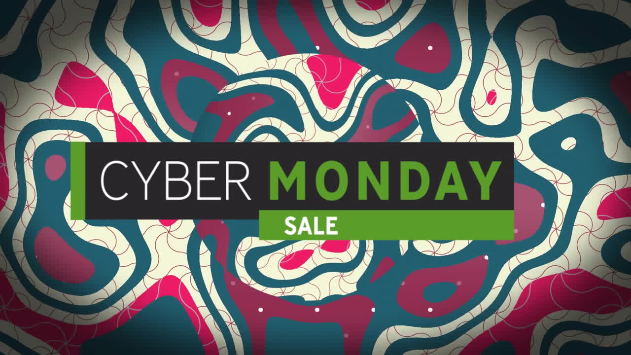 Animation of cyber monday sale text over pattern background