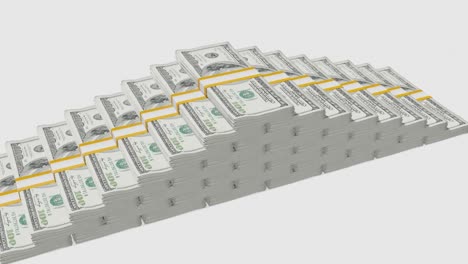 Many wads of money. 100 US dollar banknotes. Stacks of money.