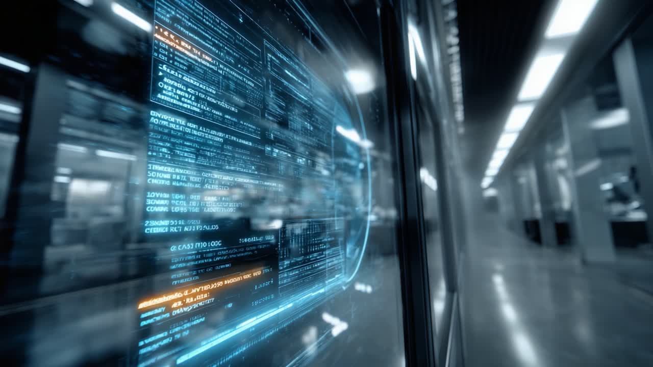Futuristic Data Visualization: Advanced Technology Interfaces Displaying Dynamic Information in a Modern Cybernetic Environment with Blurred Background Elements