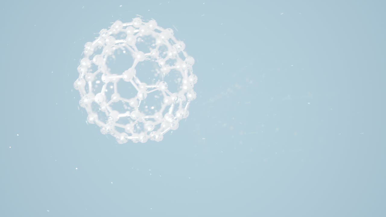 파란색 배경을 가진 화학 분자, 3d 렌더링