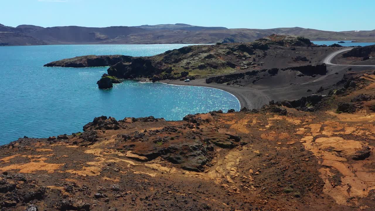 Aerial view of Kleifarvatn lake,  Reykjanesfólkvangur, Iceland.